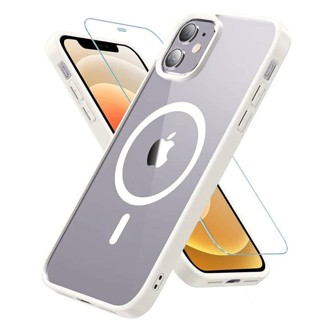 Coque iPhone 1212 Pro Verre Tremp Magntique Magsafe Blanc