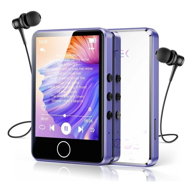 AGPTEK Lecteur MP3 Tactile Bluetooth 64Go - Nouveau Design Miroir - Musique Hifi