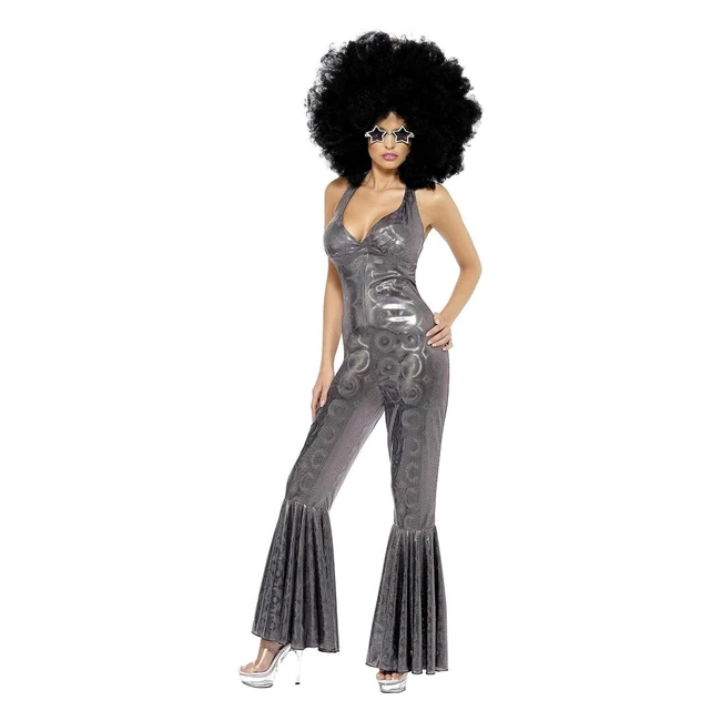 Disfraz Diva Disco Plata Smiffys 32888S Talla S 36-38 Acampanado