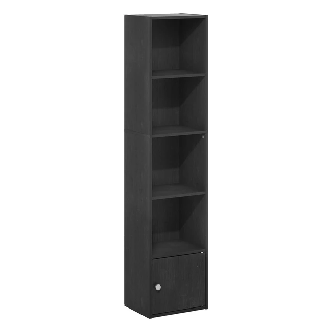 Furinno Luder 5-Tier Shelf Bookcase with Storage Cabinet Blackwood - Stylish Design, Space-saving, Carb Grade Wood