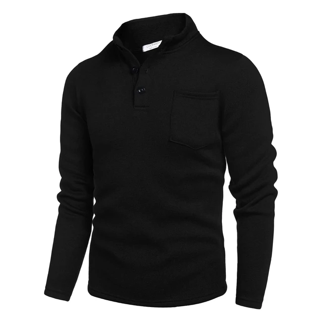 Pull tricot homme Coofandy col montant boutons demicol roul chaud