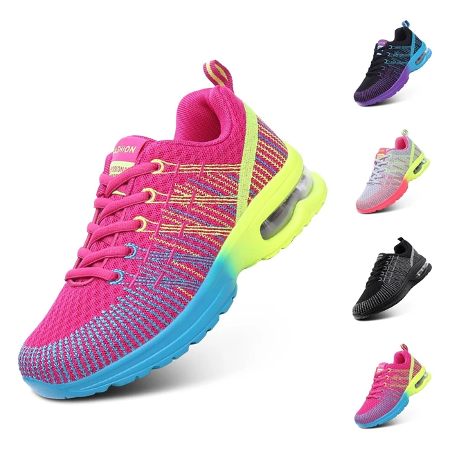Womens Trainers Running Shoes Air Cushion - Lightweight Breathable Sneakers - Si