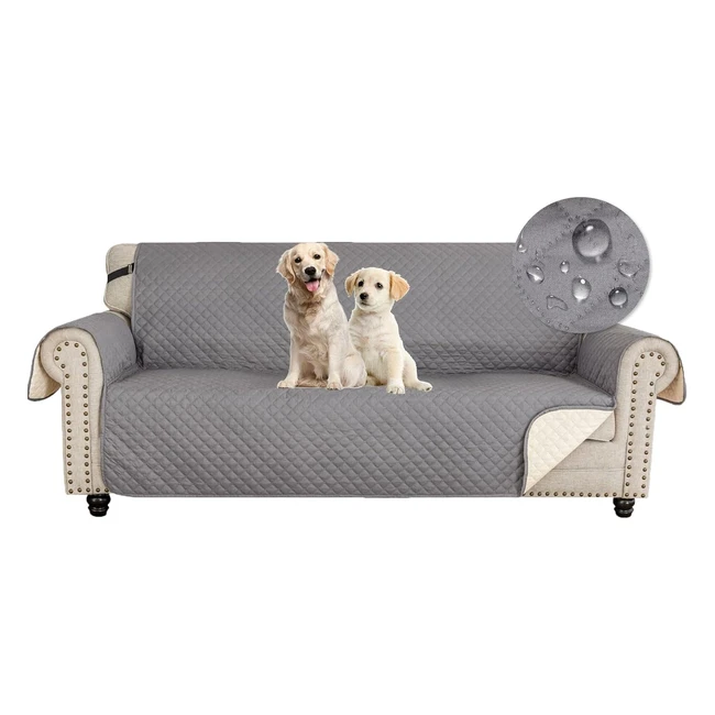 Copridivano trapuntato 3 posti Ystyle - Impermeabile e antigraffio - Grigio chia