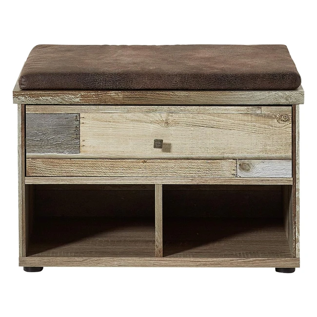 Stella Trading Bonanza Garderoben-Set Vintage Rustikal Schuhbank Driftwood Look