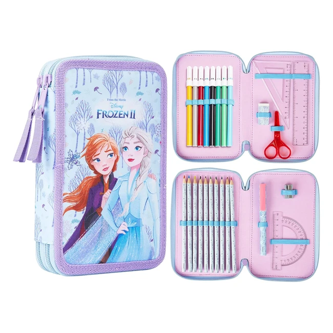 Astuccio Disney Bambina 3 Scomparti Stitch Frozen - Completo Cancell
