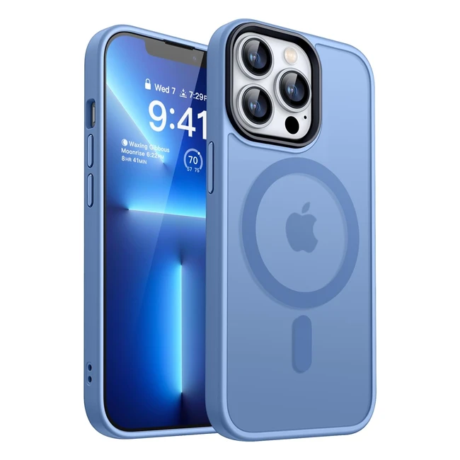 Funda Magntica Mate iPhone 13 Pro Magsafe Proteccin Militar Azul Claro