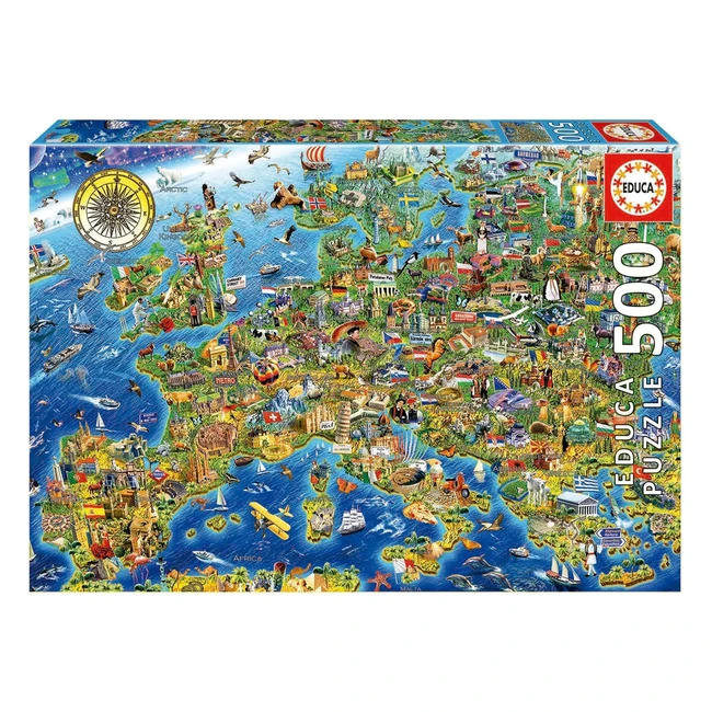 Educa Puzzle 500 pces Enfants Adultes Carte Europe Fix Puzzle 11 ans 17962