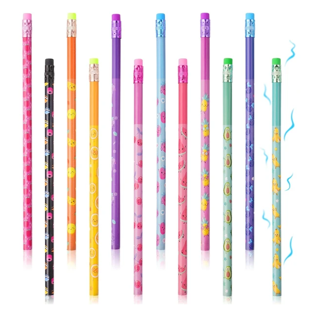 Vicloon Scented Pencils 12pcs  Wood Pencils  Fruity Elements  School Statione