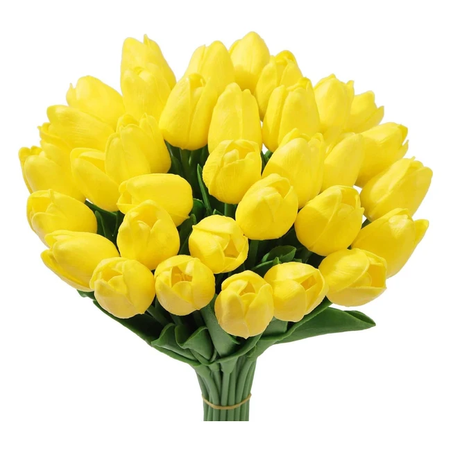 Tifuly 24 Pezzi Tulipani Artificiali Lattice Bouquet Fiori Finti Matrimonio Gial