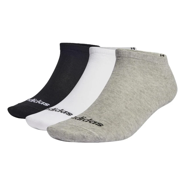 Adidas Unisex Thin Linear Socks 3 Pairs - No Show Socks - Comfortable & Stylish