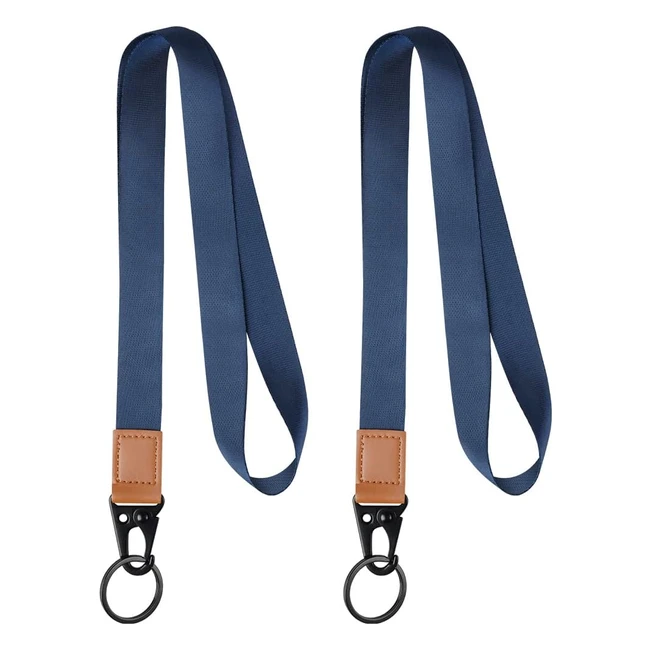 Vicloon Lanyard Neck Strap 2pcs - Leather/Polyester - ID Badge Holder Keys Phone