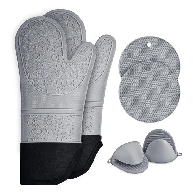 Silicone Oven Gloves Set 446F Heat Resistant - Sopito - Kitchen Baking Grilli