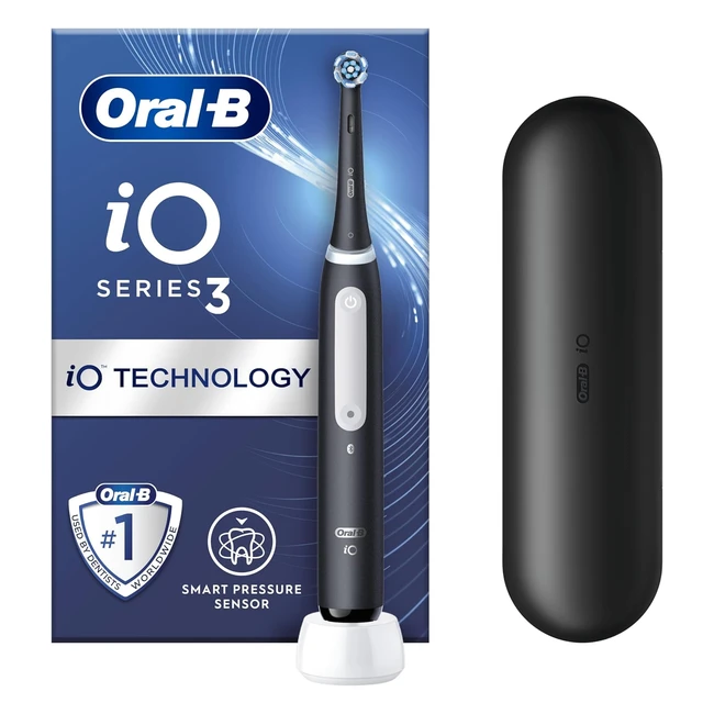 OralB IO3 Electric Toothbrush for Adults | Mothers Day Gift | 3 Modes with Teeth Whitening | Travel Case | Black