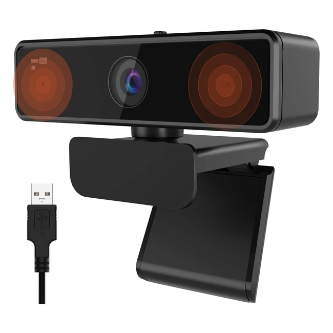 Nuroum V11 Webcam 2K FHD 1080p60fps 1440p30fps Micrófono 90° Visión Privacidad Luz Streamcam Plug&Play Zoom Skype PC Windows Mac