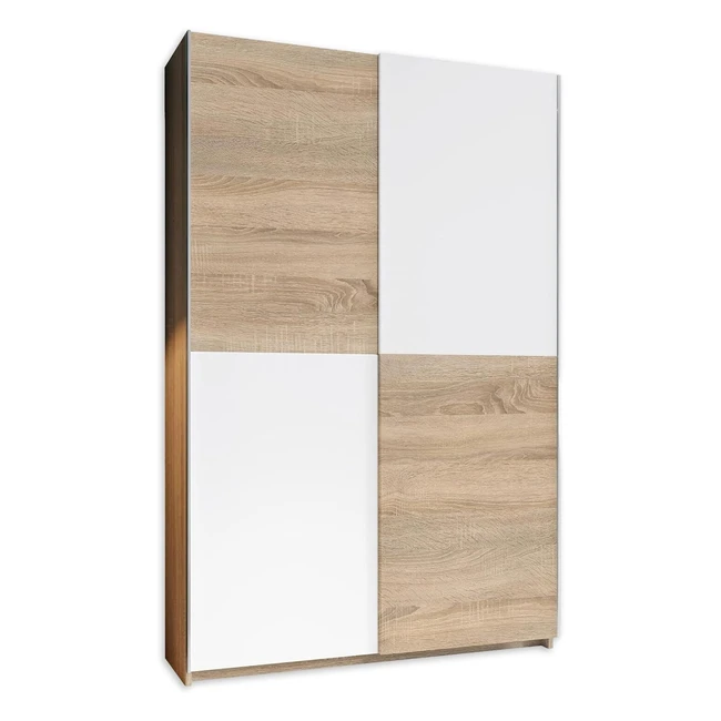 Stella Trading Aladin Schwebetrenschrank Eiche Sonoma Wei 125 x 195 x 38 cm