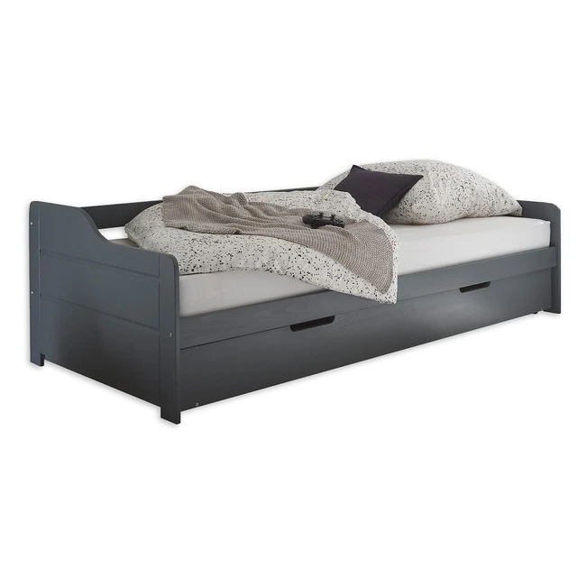 Tristan Moderne Tandemliege 90x200cm Massivholz Grau