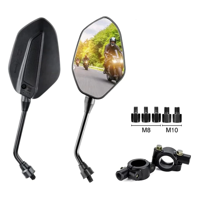 2 rtroviseurs moto latraux universel angle rglable avec base adaptateur guidon a