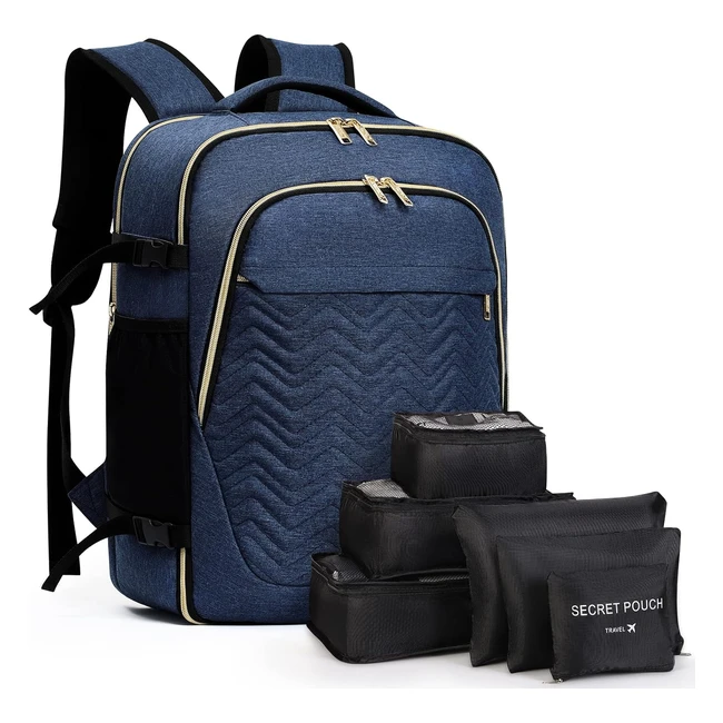 Mochila de Viaje Lekespring 35L Mujer 17 Pulgadas Azul Marino