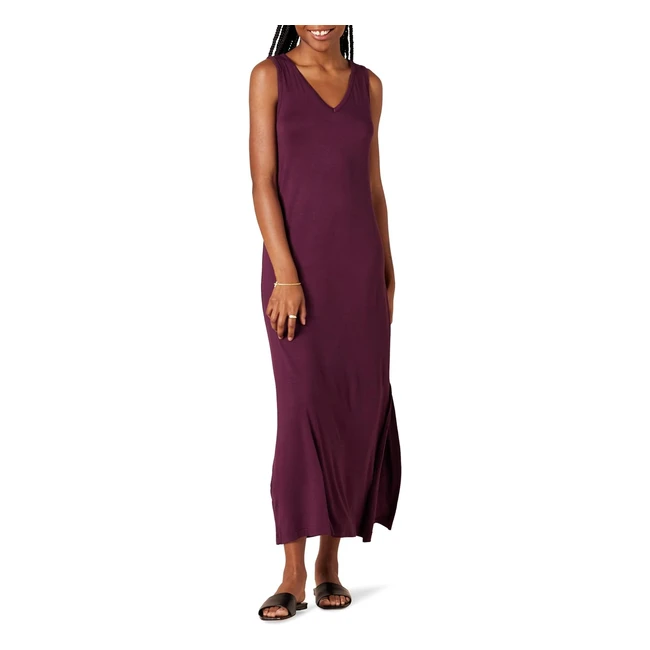 Amazon Essentials Womens Maxi Length V-Neck Tank Dress - Dark Purple