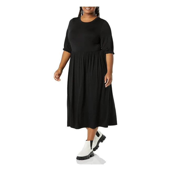 Abito Midi Girocollo Maglia Maniche Corte Taglie Forti Donna - Amazon Essentials