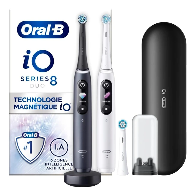 OralB IO 8 Brosses Dents lectriques Rechargeables Blanc et Noir Bluetooth Tech