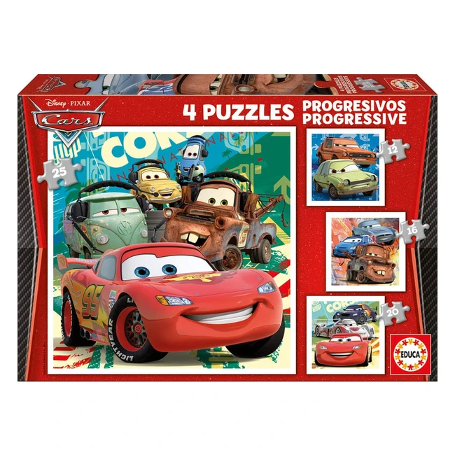 Puzzle Educa Cars 2 Multicolor 14942 - Set de 4 Puzzles Progresivos