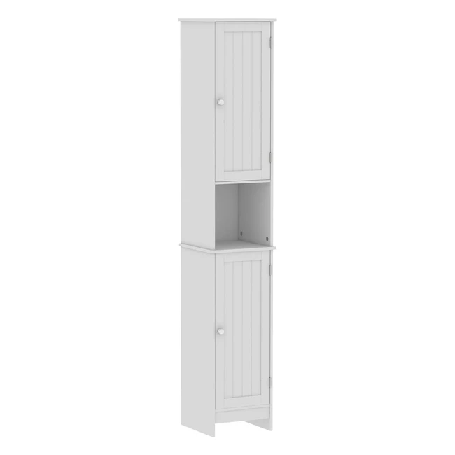 Priano Bathroom Cabinet Storage Cupboard - White Tallboy Unit - H170 x W32 x D30