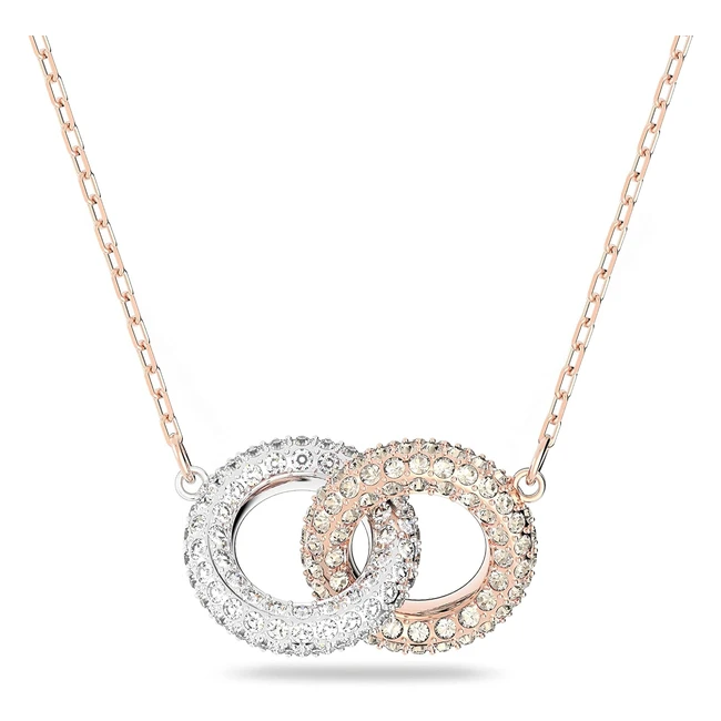 Swarovski Stone Necklace Circle White Rose Goldtone Plated - Sparkling Elegance & Style