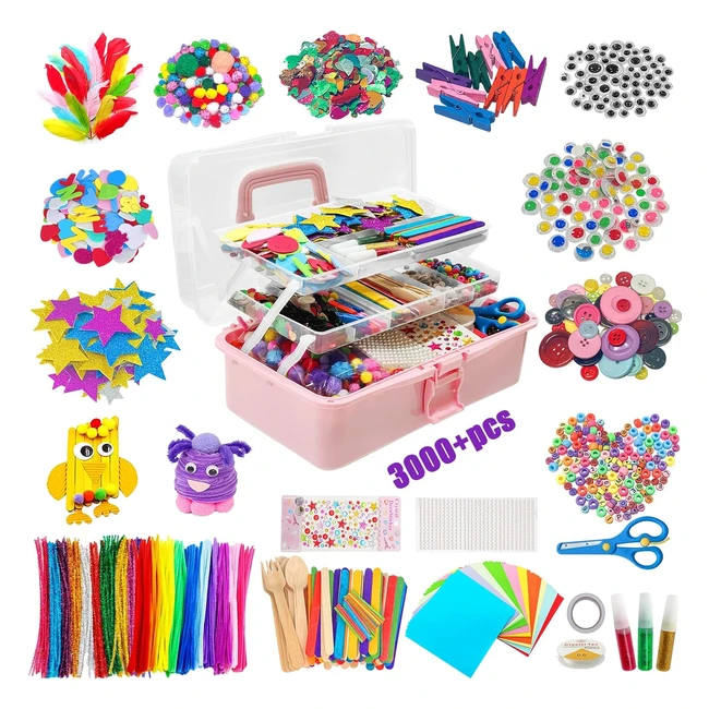 Kit Manualidades Nios 3000pcs DIY Juego Creativo Material - Con Purpurina Cue