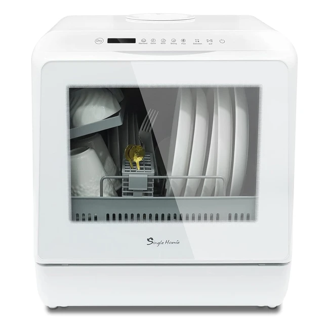 Mini Countertop Dishwasher Portable 6 Programs Builtin 5L Water Tank 4 Place Settings Touch Control LED Display White