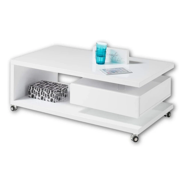 Stella Trading Milan Couchtisch Hochglanz Wei 110x41x60cm