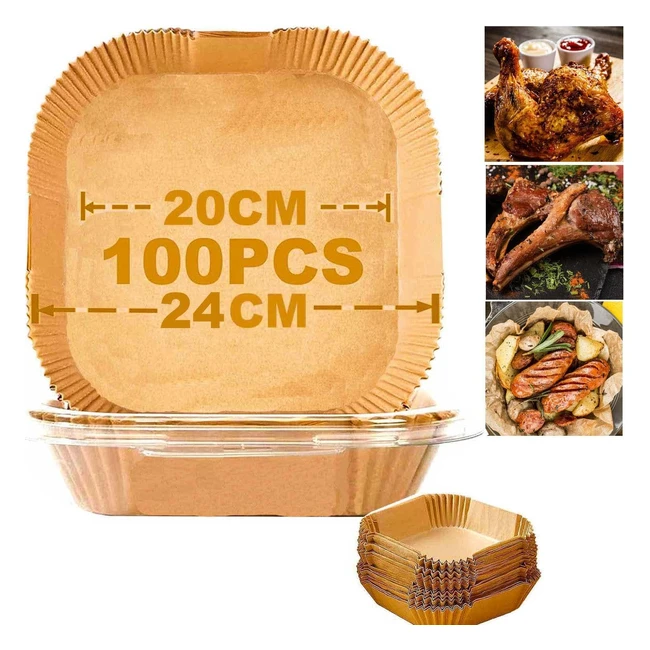 Jeffica Papel para Freidora de Aire 100 Piezas 20cm Cosori Cecotec 55L