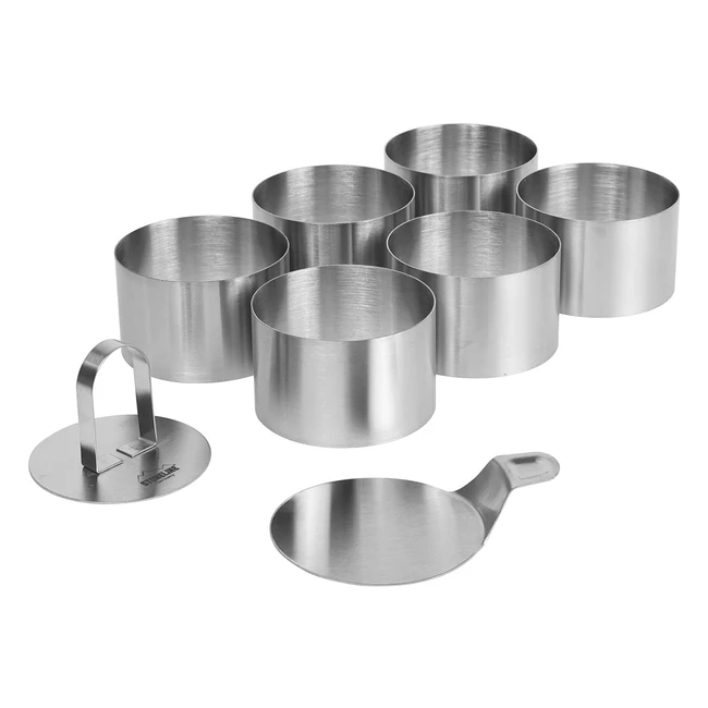 Stoneline Dessertringe  Speiseringe Set 8-teilig Edelstahl 6 Ringe 1 Heber 1 St