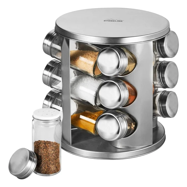 Stoneline Gewrzregal stehend mit 12 Gewrzglsern Edelstahl Glas Gewrzkaru