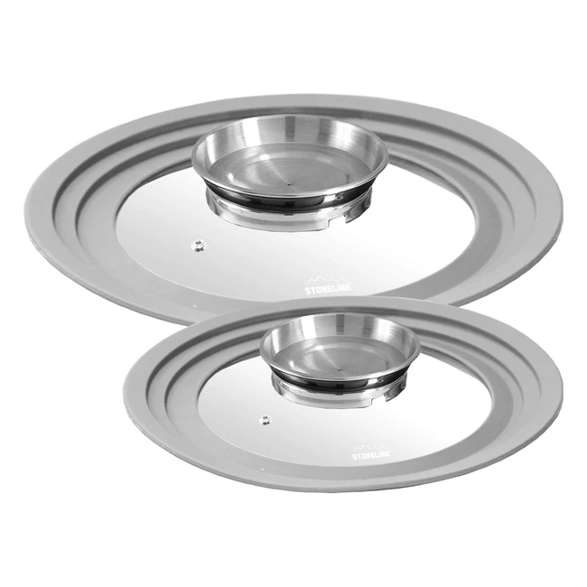 Stoneline Universal Glasdeckel Set - Aromaknopf, Silikonrand, 16-28 cm