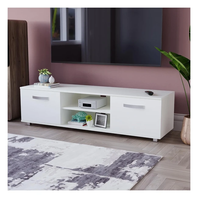 Vida Designs Cosmo TV Unit 2 Door Gloss Matte Modern Living Room Cabinet White 140cm