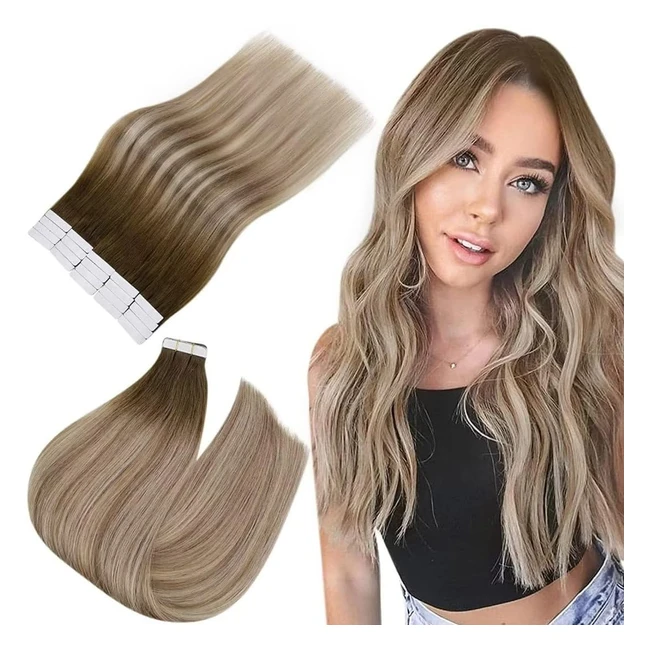 Easyouth Tape In Hair Extensions Brown to Blonde Balayage 14 Inch 40g 20pcs