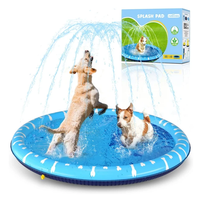 Piscine pour Chiens Nobleza D140cm55in - Tapis de Jeu d'Eau Antidérapant Jaune Bleu