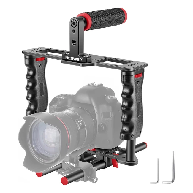 Jaula de Video Neewer con Asas Ergonómicas y Varillas de 15mm para Canon Sony Fujifilm Nikon - Rojo/Negro