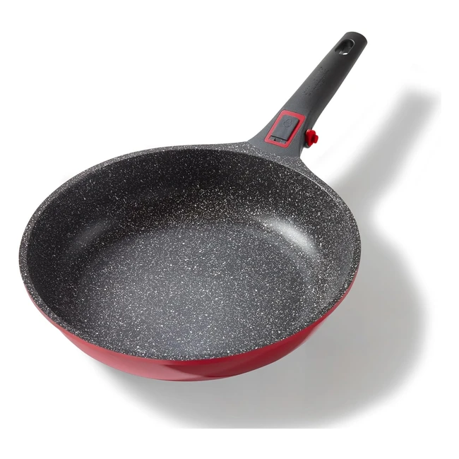 Stoneline Imagination Plus Bratpfanne 28 cm - Rot - Abnehmbarer Griff - Induktion - Ofenfest - Echte Steinpartikel