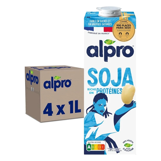 Alpro Boisson Végétale Soja 1L Lot de 4x1L - Alternative 100% Végétale Sans Lactose