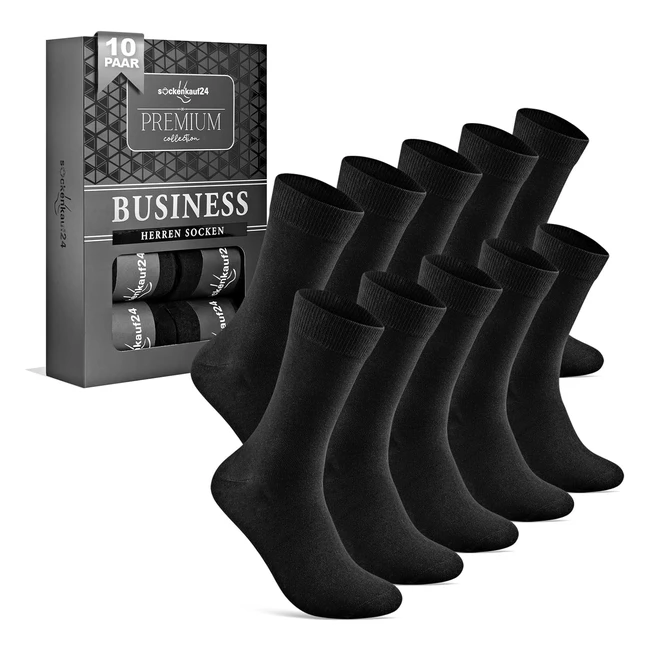 Herren Business Socken Schwarz 10 Paar Baumwolle Nahtlos Atmungsaktiv