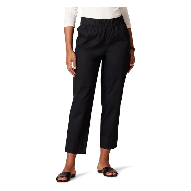 Amazon Essentials Womens Stretch Cotton Pull-On Trousers  Mid-Rise  Relaxed F