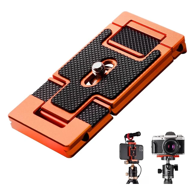 KF Concept Smartphone Tripod Mount Aluminum Alloy Quick Release Plate with 1/4 inch Screw - Orange