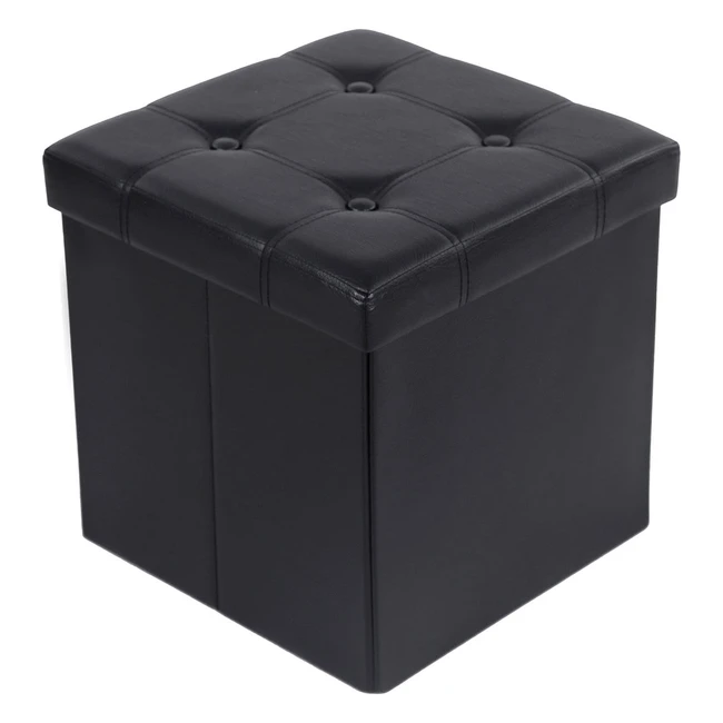 Songmics Storage Ottoman Footstool 300kg Capacity Black LSF030B05