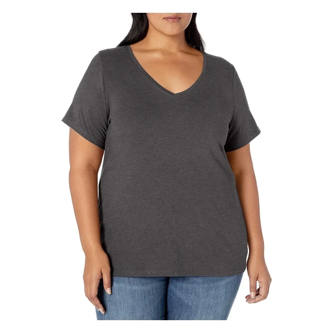 Amazon Essentials Damen Kurzarm V-Ausschnitt T-Shirt in bergre - Charcoal 