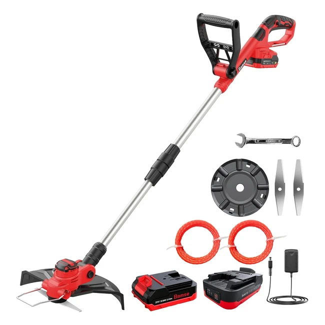 Bamse Cordless Grass Trimmer 21V Brushless - 2 Batteries - Adjustable Handle - T