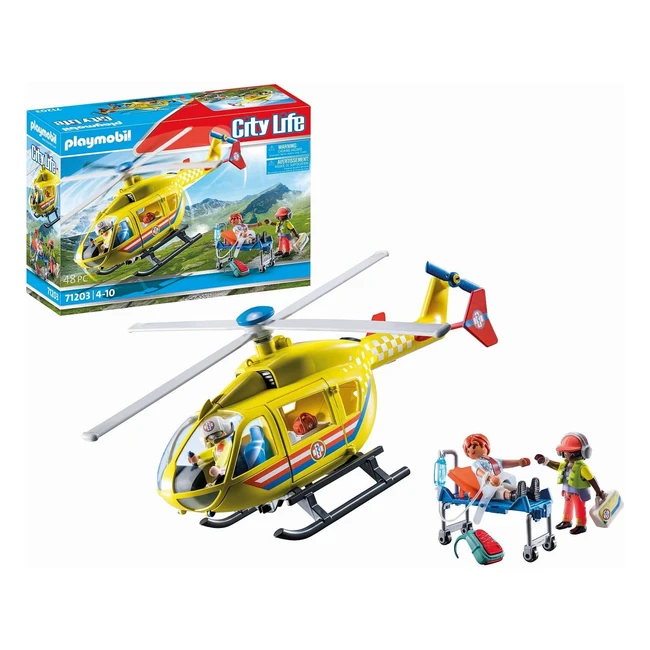 Helicptero de Rescate Playmobil City Life 71203 - Juguete para Nios 4 Aos