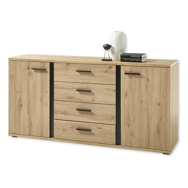 Kanada Sideboard in Artisan Eiche Schwarz 170x84x40cm BHT - Moderne Kommode mit 