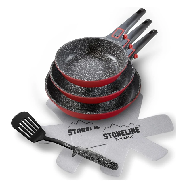 Stoneline Imagination Plus Pfannenset 6-teilig 202428 cm abnehmbaren Griffen Induktionsgeeignet Aluguss Antihaftbeschichtung